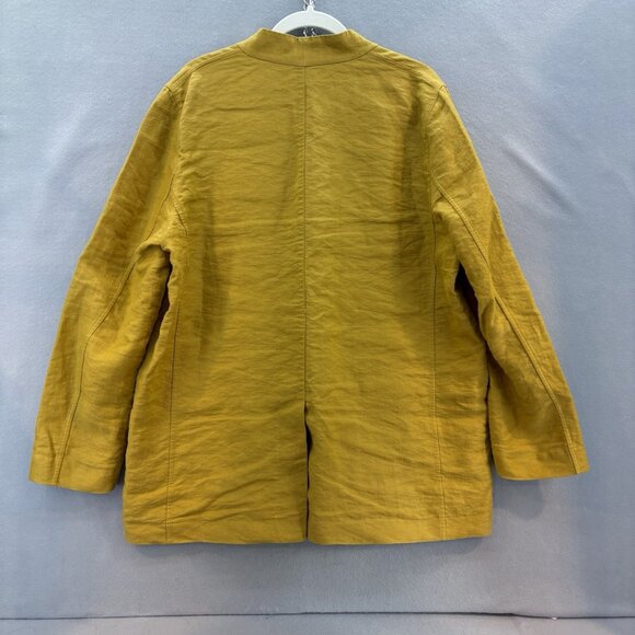 Lafayette 148 New York Zeke Linen-Blend Blazer in Mustard Yellow Size 14 - Picture 4 of 10
